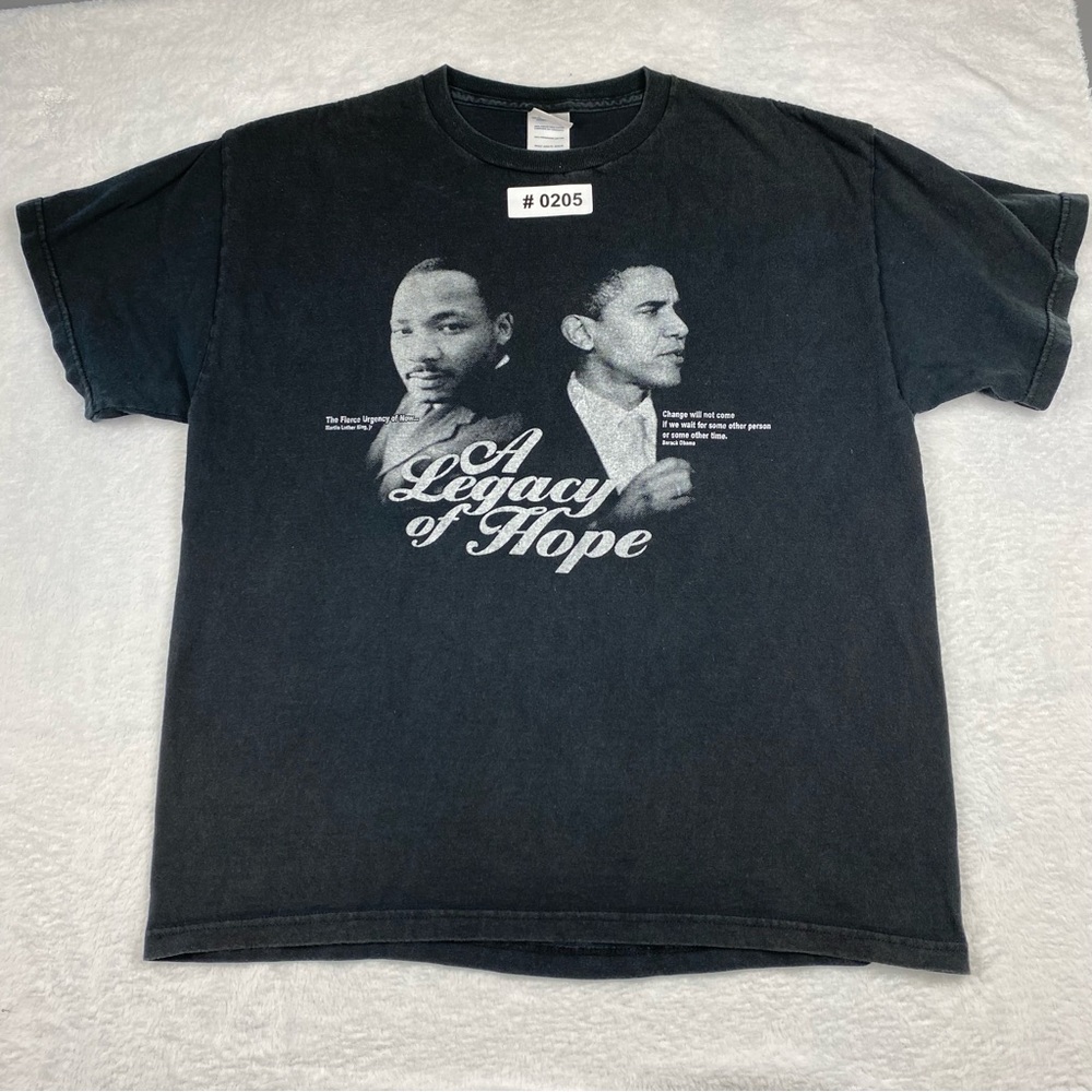 Vintage Barack Obama MLK President A Legacy Of Hope, Black Shirt Men’s Sz Large